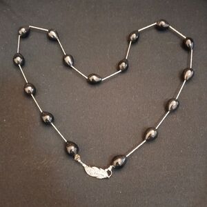 Elegant Black and Silver Beaded Necklace